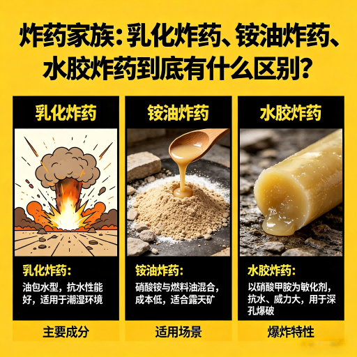 安庆炸药家族：乳化炸药、铵油炸药、水胶炸药到底有什么区别？
